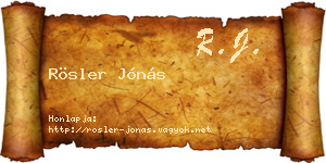 Rösler Jónás névjegykártya